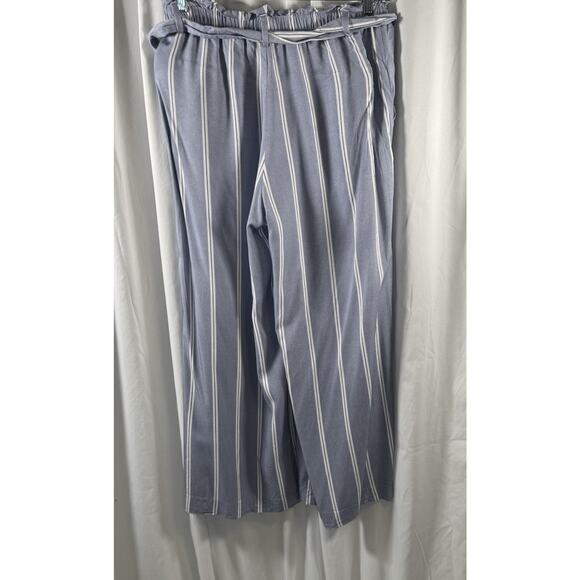H&M Paperbag Wide Leg Striped Pants, Blue/White, Sz: 12, 87-11 - Picture 9 of 14